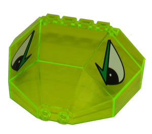 LEGO Transparent Neon Green Front Octagonal Top with Aquaraiders Eyes Stickers (6084)