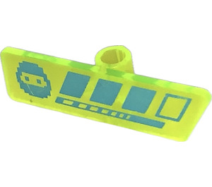 LEGO Transparent Neon Green Gameplayer Label with Medium Azure Ninja Head and Health Bar