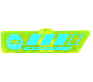 LEGO Transparentes Neongrün Gameplayer Label mit Medium Azure Ninja Kopf und Streifen Muster (Einbau-Vollbolzen)
