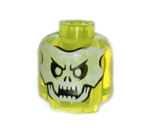 LEGO Transparent Neon Green Ghose Skull Face (Safety Stud) (3626 / 28621)