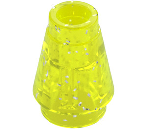 LEGO Transparent Neon Green Glitter Cone 1 x 1 with Top Groove (28701 / 59900)