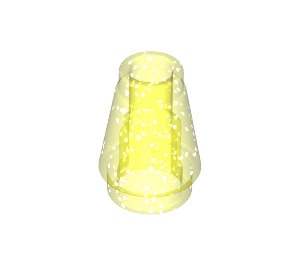 LEGO Transparenter neongrüner Glitter Kegel 1 x 1 mit oberer Kante  (28701 / 59900)