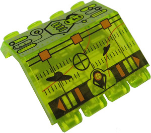 LEGO Transparent Neon Green Hinge Panel 2 x 4 x 3.3 with UFOs on monitor screen (2582)