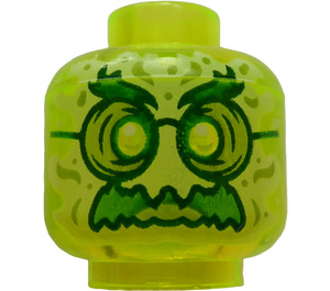 LEGO Transparent Neon Green Minifigure Head with Decoration (Recessed Solid Stud) (3626 / 62954)