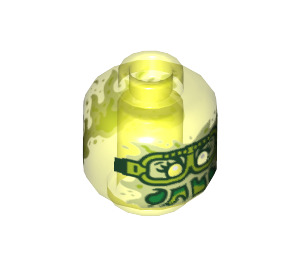 LEGO Transparent Neon Green Minifigure Head with Decoration (Recessed Solid Stud) (3626 / 66669)