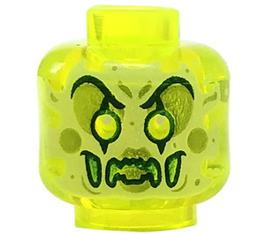 LEGO Transparent Neon Green Minifigure Head with Decoration (Recessed Solid Stud) (3626 / 66705)