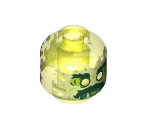 LEGO Transparent Neon Green Minifigure Head with Decoration (Recessed Solid Stud) (3626 / 72381)