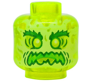 LEGO Transparent Neon Green Minifigure Head with Decoration (Safety Stud) (3626 / 60595)