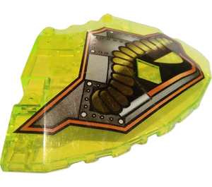 LEGO Transparant Neon Groen Paneel 10 x 10 x 2.3 Kwart Saucer Top met Pijlstaartrog Coils (Rechtsaf) (30117)