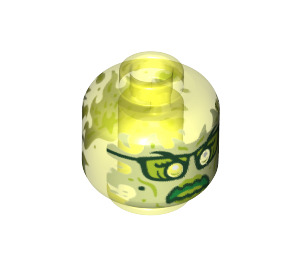 LEGO Transparent Neon Green Plain Head with Decoration (Safety Stud) (3626 / 65240)
