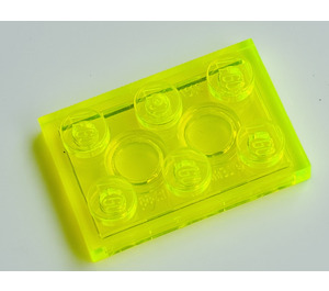 LEGO Transparent Neon Green Plate 2 x 3 (3021)