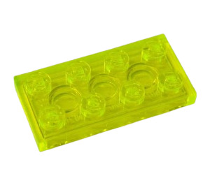 LEGO Transparant neon groen Plaat 2 x 4 (3020)