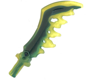 LEGO Transparent Neon Green Serrated Minifig Sword with Marbled Dark Green (19858)