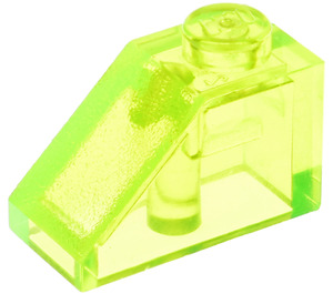 LEGO Transparent Neon Grön Backe 1 x 2 (45°) (3040 / 6270)