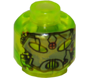 LEGO Transparant Neon Groen UFO Alien Blauw Hoofd (Veiligheids Stud) (3626)