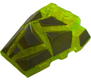 LEGO Przezroczysta neonowa zieleń Klin 4 x 4 z Jagged Angles z Dark Stone Szary (64867 / 85048)