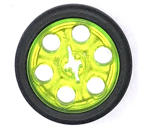 LEGO Vert néon transparent Coin Courroie Roue avec Pneu for Wedge-Courroie Roue/Pulley
