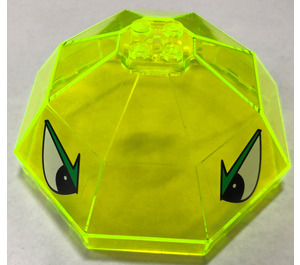 LEGO Transparent Neon Green Windscreen 10 x 10 x 4 Octagonal Canopy with Eyes Sticker (2598)