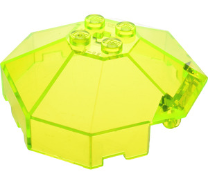 LEGO Transparent Neon Green Windscreen 6 x 6 Octagonal Canopy with Axle Hole (2418)