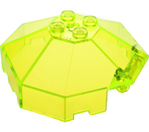 LEGO Läpinäkyvä neonvihreä Tuulilasi 6 x 6 Octagonal Katos akselin reiällä (2418)