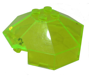 LEGO Transparent Neon Green Windscreen 6 x 6 Octagonal Canopy without Axle Hole