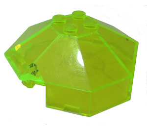 LEGO Transparent neongrøn Forrude 6 x 6 Octagonal Markise uden akselhul