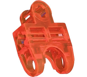 LEGO Transparent Neon Reddish Orange Ball Connector with Perpendicular Axleholes and Vents and Side Slots (32174)