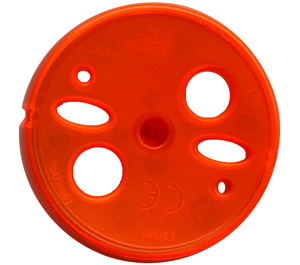 LEGO Transparent Neon Reddish Orange Bionicle Disk with Circular and Oval Cutouts