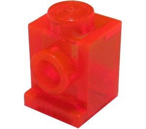 LEGO Transparentes Neonrot-Orange Backstein 1 x 1 mit Scheinwerfer und kein Slot (4070 / 30069)