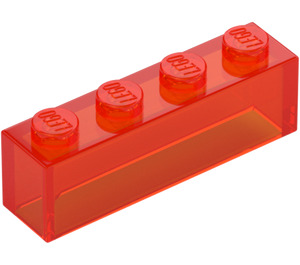 LEGO Transparent Neon Reddish Orange Brick 1 x 4 without Bottom Tubes (3066 / 35256)