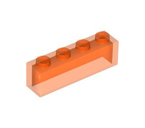 LEGO Transparant Neon Roodachtig Oranje Steen 1 x 4 zonder Bodembuizen (3066 / 35256)