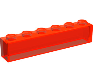 LEGO Transparent Neon Reddish Orange Brick 1 x 6 without Bottom Tubes (3067)