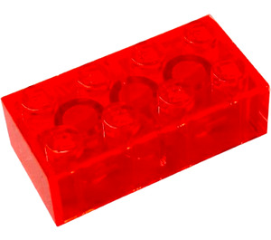 LEGO Transparentní neonová červenooranžová Kostka 2 x 4 (3001 / 72841)