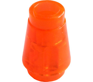 LEGO Transparent Neon Reddish Orange Cone 1 x 1 with Top Groove (28701 / 59900)