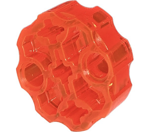 LEGO Transparant neon roodachtig oranje Connector Rond met Pin en As Gaten (31511 / 98585)