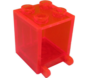 LEGO Transparentes Neonrot-Orange Container 2 x 2 x 2 mit versenkten Bolzen (4345 / 30060)