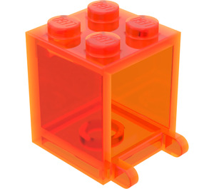 LEGO Transparentes Neonrot-Orange Container 2 x 2 x 2 mit festen Bolzen (4345)