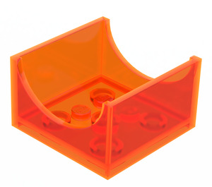 LEGO Orange rougeâtre néon transparent Récipient Boîte 4 x 4 x 2 avec Hollowed-Out Semi-Cercle (4461)