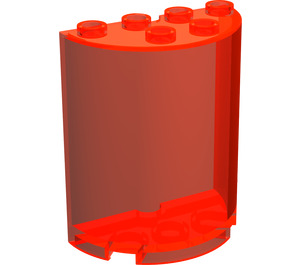 LEGO Transparent Neon Reddish Orange Cylinder 2 x 4 x 4 Half (6218 / 20430)