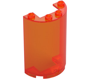 LEGO Gennemsigtig neon rødlig orange Cylinder 2 x 4 x 5 Halvt (35313 / 85941)