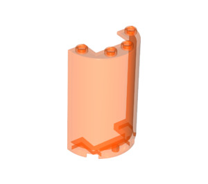 LEGO Transparentes Neonrot-Orange Zylinder 2 x 4 x 5 Hälfte (35313 / 85941)