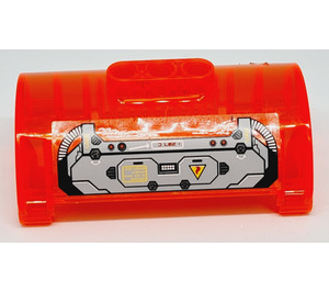 LEGO Transparent Neon Reddish Orange Cylinder 3 x 8 x 5 Half with 3 Holes with 'LOCK', '207 C' and Pipes Pattern Sticker (15361)