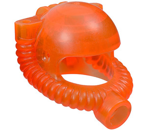 LEGO Transparant neon roodachtig oranje Helm met Slang en Mouthpiece (30038 / 30243)