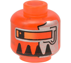 LEGO Transparentes Neonrot-Orange Magma Commander Kopf (Sicherheitsbolzen) (3626 / 87226)