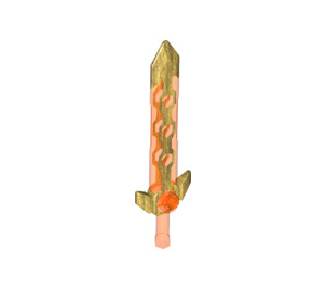 LEGO Transparent Neon Reddish Orange Nexo Knights Sword with Pearl Gold (24108)