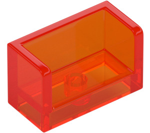 LEGO Transparentes neonrötliches Orange Paneel 1 x 2 x 1 mit geschlossen Ecken (23969 / 35391)