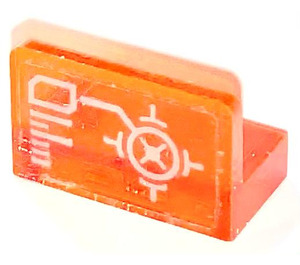LEGO Transparentes Neonrot-Orange Panel 1 x 2 x 1 mit Control Panel Aufkleber mit abgerundeten Ecken (4865)