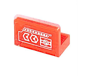 LEGO Transparent Neon Reddish Orange Panel 1 x 2 x 1 with Technical Symbols Sticker with Rounded Corners (4865)