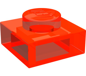 LEGO Transparant Neon Roodachtig Oranje Plaat 1 x 1 (3024 / 30008)