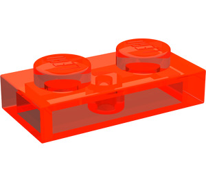 LEGO Transparant Neon Roodachtig Oranje Plaat 1 x 2 (3023 / 28653)